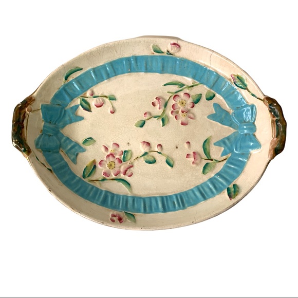 Vintage Other - Vintage 1930’s -50’s Shabby Chic Raised Bouquet Floral Serving Platter Dish